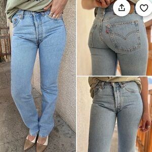 Vintage Levis 501 jeans w24 L34 stonewash blue straight leg buttonfly 90s
